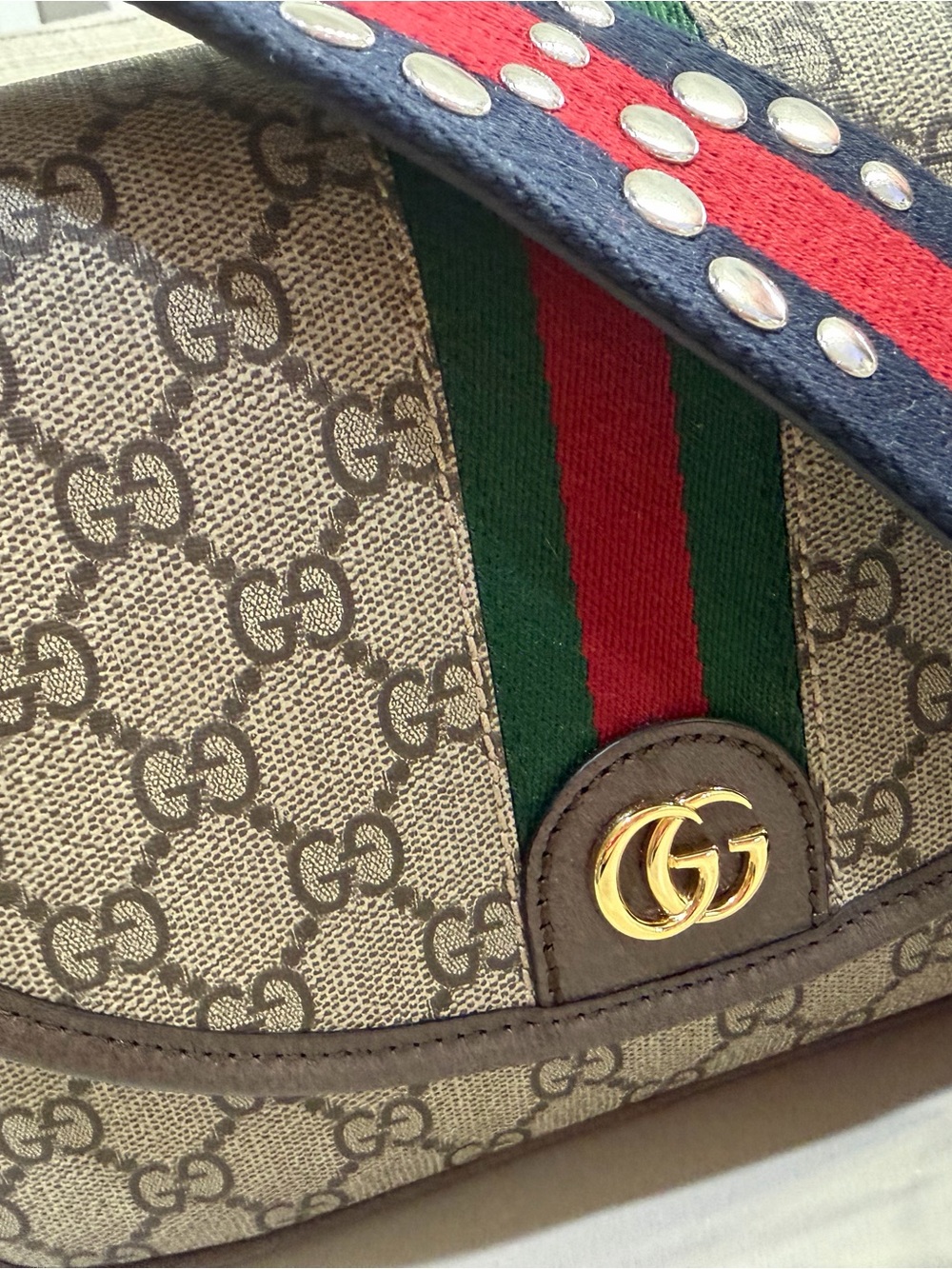 Gucci GG Supreme Canvas Shoulder Bag with Web Stripe - Picture 3 of 11